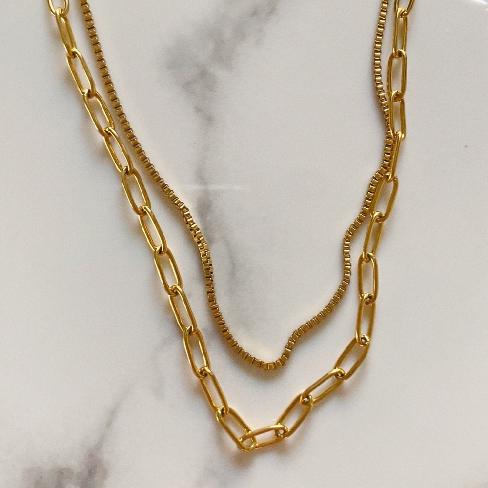 Tarnish Free Two Piece Layering Necklace